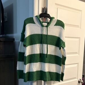 Green and White Striped Women's Sweater